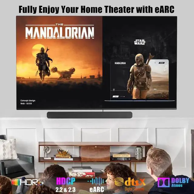 Alt view image 3 of 7 - 8K HDMI Cable 6FT, High Speed 48Gbps HDMI 2.1 Cord, Support 8K@60Hz & 4K@120Hz, HDR10+, SBTM, 12bit, 3D, eARC, Dolby Atmos, DTS:X, HDCP 2.3 for TV, Monitor, Apple TV, Roku, Soundbar, PS5, Xbox
