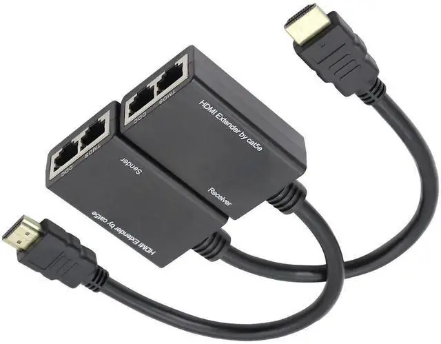 Alt view image 6 of 6 - AOMOPROING HDMI Extender to RJ45 Over CAT 5e/6 Network LAN Ethernet Cable Adapter Signal Repeater 98ft 1080P HDMI Male to RJ45 Adapter 30M Sender+Receiver,2 Ports
