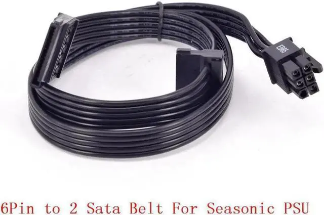 Main image of PCIe 6Pin to 2 SATA Power Supply Cable for KM3 Series X-750 X-850 SS-1050XP3 SS-1200XP3 M12II Evo Series 520 620 650 750 850 Snow Silent 750 1050 FOCUS PLUS Gold SSR-850FX/750FX