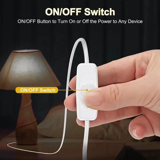 Alt view image 7 of 7 - Aomoproing USB Type C Switch Extension Cable 2 Pack Female to Male Power Cable with On Off Switch USB-C Extender Cord for LED Desk Lamp, USB Fan, LED Strips, White