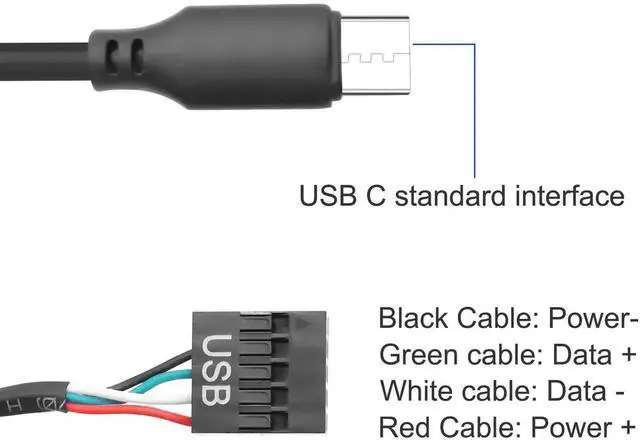 Alt view image 6 of 7 - Aomoproing Motherboard USB 9 Pin Header to USB C Adapter Cable 26AWG USB Type-C Male to Dupont 4 Pin Female Mainboard Data Cord for Chassis Motherboard Graphics Card -50CM/1.6FT 2PCS