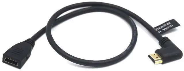 Alt view image 4 of 6 - AOMOPROING 2 Feet 48Gbps HDMI 8K@60Hz Extension Ultra HD Cable, Straight Female to Left Angle Male HDMI 2.1 Extender High Speed Shield Cord for Xbox TV PS4 PS5 Switch, Support 4K@120Hz, 3D Dynamic HDR