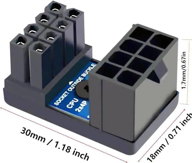 Alt view image 6 of 7 - Aomoproing CPU 8 Pin Power Adapter 180 Degree Steering Connector for Desktop Graphics Card Mainboard to Reduce The Height of Power Cord (PH310B)