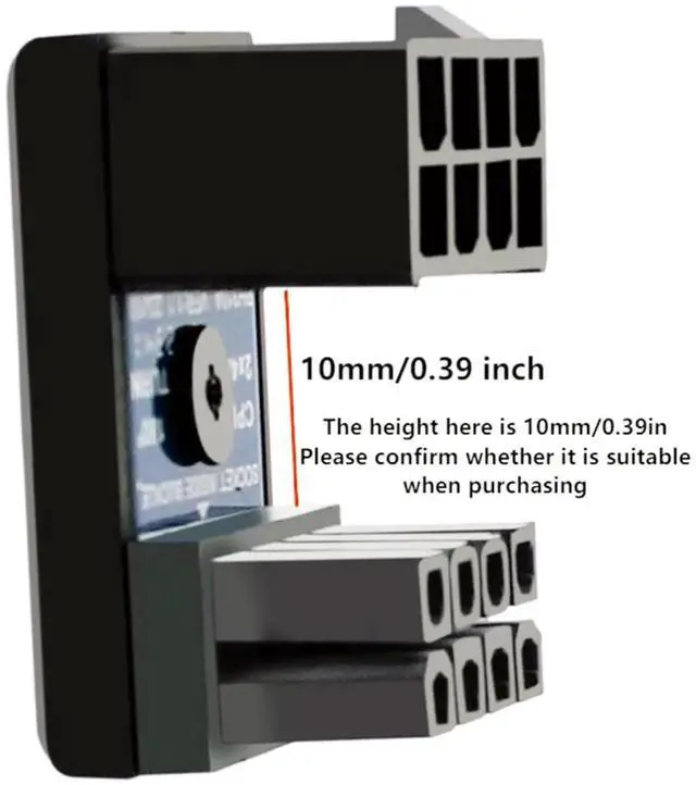 Alt view image 7 of 7 - Aomoproing CPU 8 Pin Power Adapter 180 Degree Steering Connector for Desktop Graphics Card Mainboard to Reduce The Height of Power Cord (PH310B)