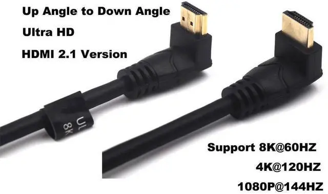 Alt view image 6 of 7 - AOMOPROING 2 Feet 48Gbps HDMI 8K@60Hz Ultra HD Cable, Up Angle Male to Down Angle Male HDMI 2.1 High Speed Shield Cord for Xbox TV PS4 PS5 Switch, Support 4K@120Hz, 3D Dynamic HDR