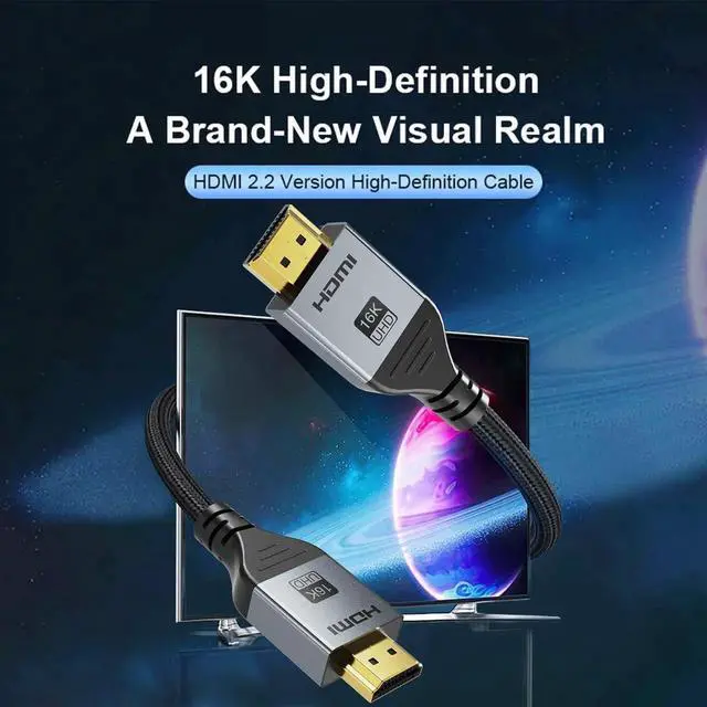 Alt view image 5 of 7 - 16K HDMI 2.2 Cable 3.3FT, 96Gbps Ultra High Speed 16K@60Hz 8K@120Hz 4K@480Hz HDMI Cord, HDCP 2.3 & HDR10 HDMI Cables for PS5/Xbox Series X|S/Roku TV/Gaming PC/Monitor/Blu-ray/Projector