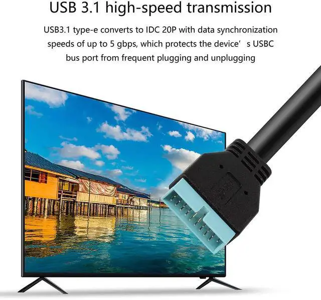 Alt view image 5 of 7 - Aomoproing USB 3.1 Type-E Male to USB 19/20 Pin Header Male Adapter Extension Cable for Motherboard for 30cm