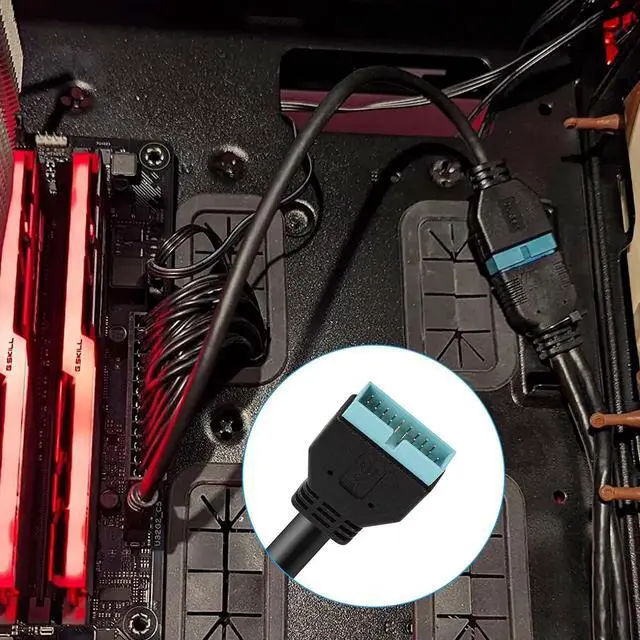 Alt view image 3 of 7 - Aomoproing USB 3.1 Type-E Male to USB 19/20 Pin Header Male Adapter Extension Cable for Motherboard for 30cm