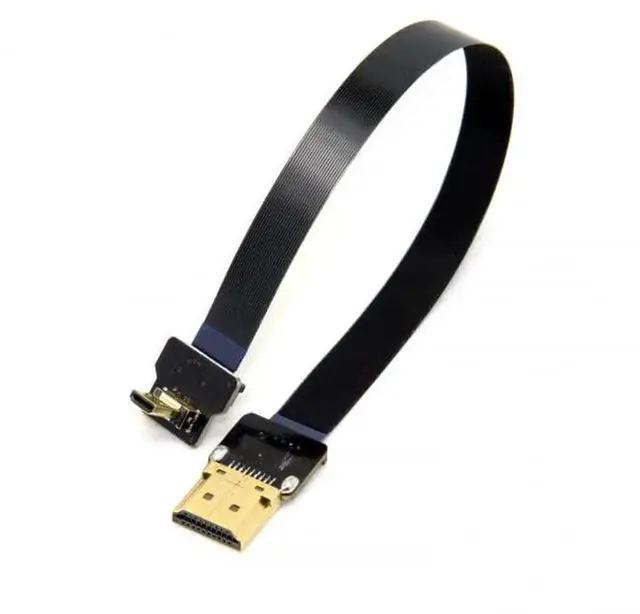 Alt view image 5 of 7 - AOMOPROING FPV 90 Degree Up Angled FPV Micro HDMI Male to HDMI Male Flat Cable 50cm Compatible for FPV HDTV M