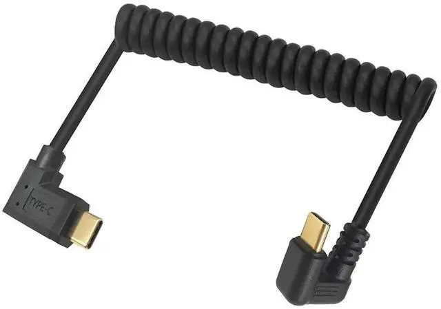 Main image of Aomoproing USB C Coiled U Shaped Cable, 180 Degree USB 3.1 Type C Male to Male Spring Spiral Cable, 3A 10Gbps Fast Charging and Data Extension Cable, Stretched 4FT/1.2M (U Shaped/Left & Right)