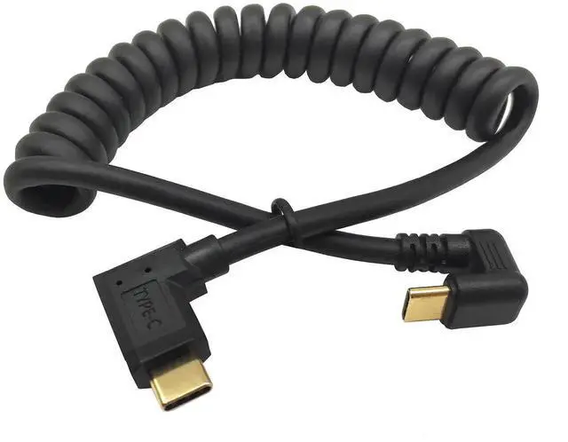 Alt view image 3 of 3 - Aomoproing USB C Coiled U Shaped Cable, 180 Degree USB 3.1 Type C Male to Male Spring Spiral Cable, 3A 10Gbps Fast Charging and Data Extension Cable, Stretched 4FT/1.2M (U Shaped/Left & Right)