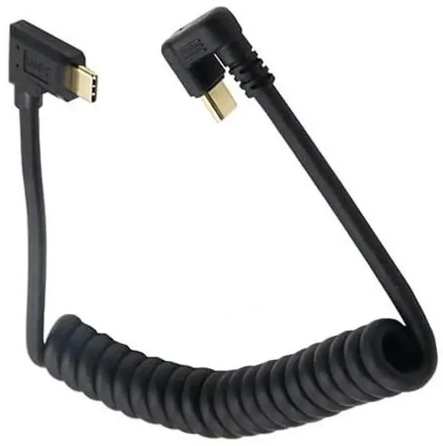 Alt view image 2 of 3 - Aomoproing USB C Coiled U Shaped Cable, 180 Degree USB 3.1 Type C Male to Male Spring Spiral Cable, 3A 10Gbps Fast Charging and Data Extension Cable, Stretched 4FT/1.2M (U Shaped/Left & Right)