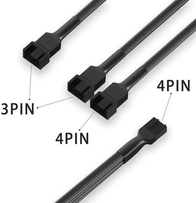 Alt view image 7 of 7 - 3 Way PWM Fan Splitter Cable, 2 Pcs 4 Pin PWM Fan Splitter, Fan Header Splitter, PC Fan Splitter 1 to 3 Converter, Case Fan Splitter, for Computer ATX Case 4-Pin/3-Pin Cooling Fan Cable,11 inch