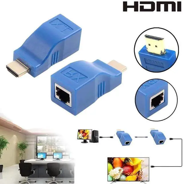 Alt view image 2 of 4 - AOMOPROING HDMI Extender Adapter HDMI to RJ45 Ethernet Network Converter Over by Cat5-e/6 Cable Splitter 1080p up to 30m/98ft Repeater for HDTV HD TV DVD PS4 STB