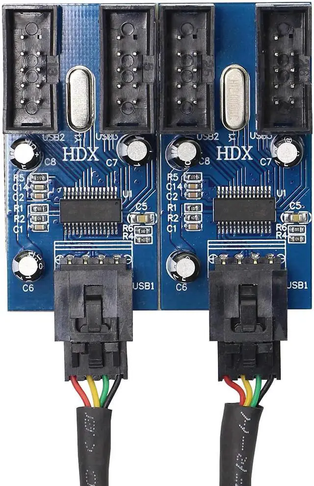 Alt view image 7 of 7 - Aomoproing Motherboard USB 9 Pin Header Hub Male 1 to 2/4 Female USB 2.0 Splitter Extension Cable, USB 9-pin Internal Cable 9 pin Connector Adapter for Port Multiplier (35cm)