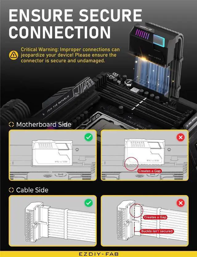 Alt view image 6 of 7 - Aomoproing   Shield 24-pin 90 Degree Angle Adapter with Infinity Mirror ARGB Light,ATX 24 Pin Power Connector, 5V 3pin ARGB Sync-90 Degree-Black-1 Pack