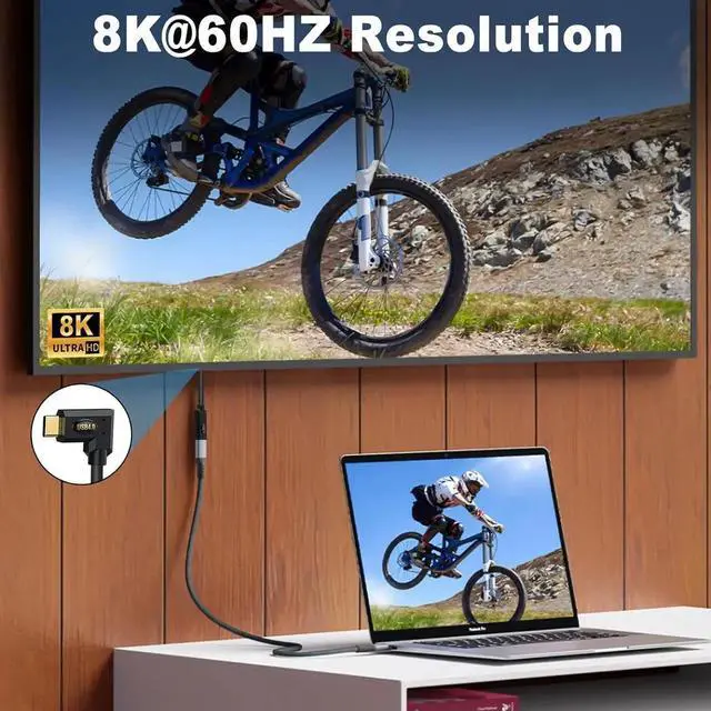 Alt view image 4 of 6 - Aomoproing USB C Extension Cable 1ft 40Gbps, 240W Right Angle USB C Extension Cable, Thunderbolt 4 Extension Cable with 8K Video, 90 Degree Type C Extender Cord for Thunderbolt 4/MacBook/Phone/HUB