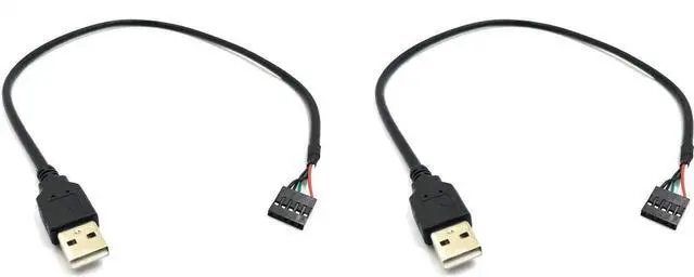 Main image of Aomoproing (2-Pack 50CM 5 Pin Motherboard Female Header to USB 2.0 Male Adapter Dupont Extender Cable (5Pin/USB M)