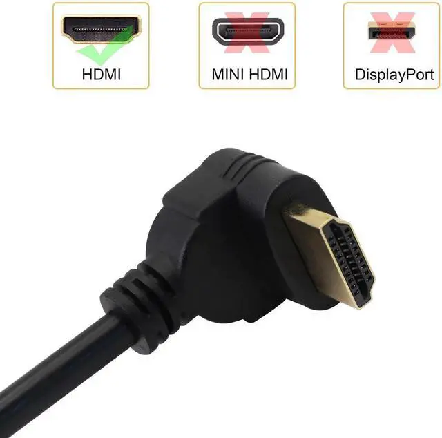 Alt view image 3 of 7 - AOMOPROING HDMI Panel Mount 90 Degree Extension Cable,HDMI Femlae to 90 Degree UP Male Connector Wire, with Screw Hole Panel Mount,Support 4K 60hz 3D TV, Roku, Xbox360 eat. (Angle UP) 0.5m
