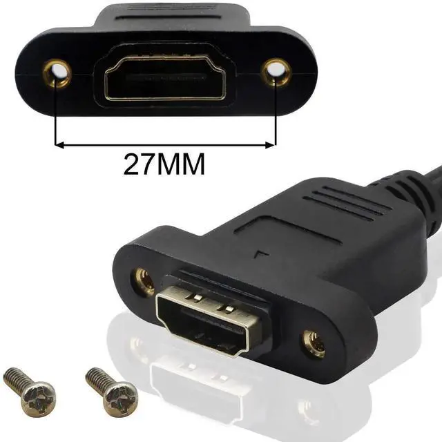Alt view image 4 of 7 - AOMOPROING HDMI Panel Mount 90 Degree Extension Cable,HDMI Femlae to 90 Degree UP Male Connector Wire, with Screw Hole Panel Mount,Support 4K 60hz 3D TV, Roku, Xbox360 eat. (Angle UP) 0.5m