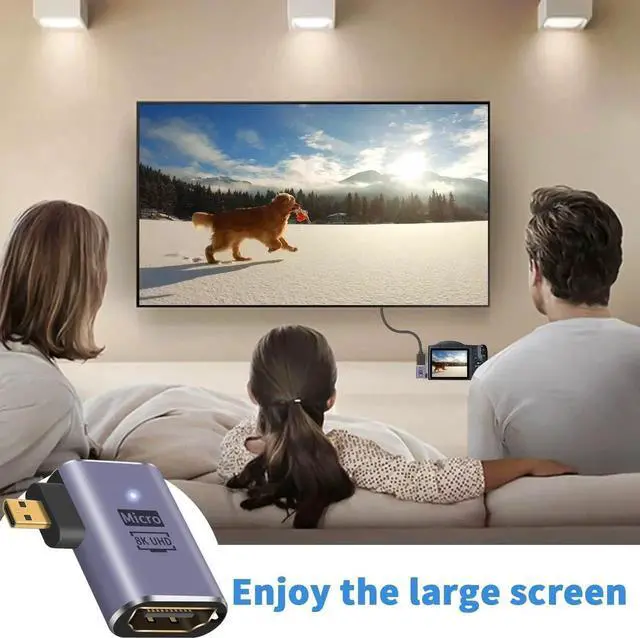 Alt view image 4 of 7 - Aomoproing 8K Left Angle Micro HDMI Adapter, 90 Degree Micro HDMI to HDMI Adapter, 48Gbps UHD HDMI 2.1 Female to Micro hdmi Male Extender Connector for Camera Camcorder, Tablet Digital 2 Pack
