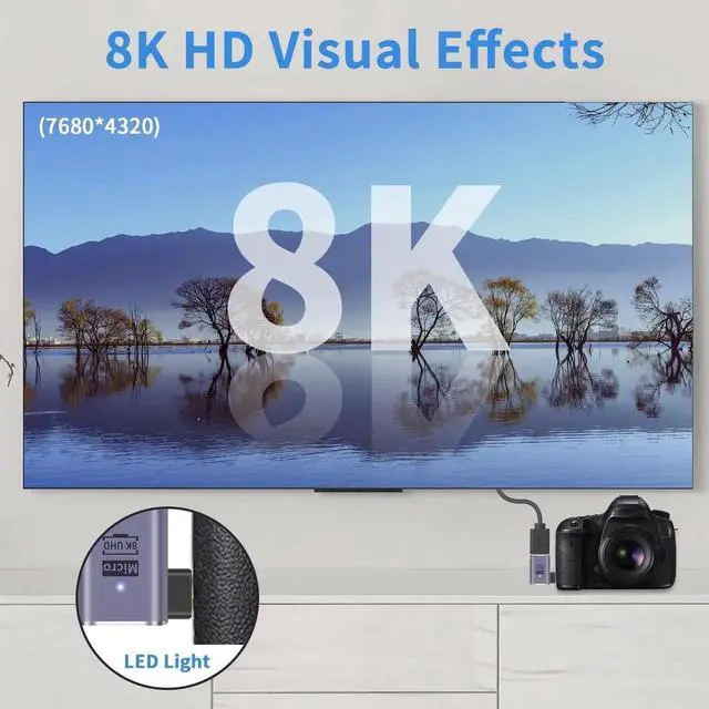 Alt view image 6 of 7 - Aomoproing 8K Left Angle Micro HDMI Adapter, 90 Degree Micro HDMI to HDMI Adapter, 48Gbps UHD HDMI 2.1 Female to Micro hdmi Male Extender Connector for Camera Camcorder, Tablet Digital 2 Pack