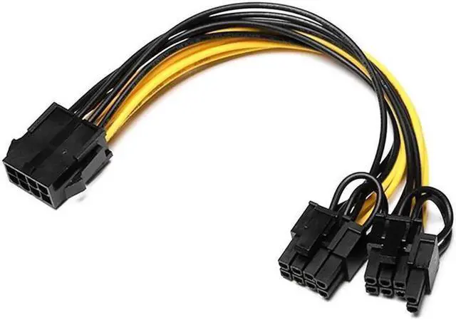 Alt view image 2 of 5 - Aomoproing 12V EPS CPU 8 Pin to Dual 8(6 2) Pin PCIE PCI Express Adapter for Graphics Card Power Extension Cable 20cm