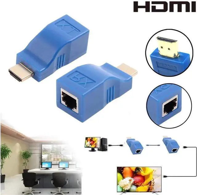 Alt view image 4 of 7 - AOMOPROING HDMI Extender, HDMI to RJ45 Network Cable Extender Converter Repeater Over Cat 5e/6 1080p up to 30m for HDTV, PS4, STB - Request Pure Copper Cat 5e/6 Wire - Not Support HDCP