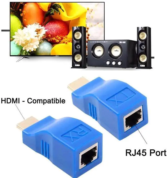Alt view image 3 of 7 - AOMOPROING HDMI Extender, HDMI to RJ45 Network Cable Extender Converter Repeater Over Cat 5e/6 1080p up to 30m for HDTV, PS4, STB - Request Pure Copper Cat 5e/6 Wire - Not Support HDCP