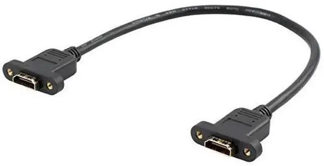 Alt view image 3 of 5 - AOMOPROING Panel Mount HDMI 2.0 Female to Female Extension Cable High Speed Support 4K Resolution for Blu Ray Player, 3D TV, Roku, Xbox360,Black (1FT/0.3M)