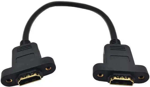 Main image of AOMOPROING Panel Mount HDMI 2.0 Female to Female Extension Cable High Speed Support 4K Resolution for Blu Ray Player, 3D TV, Roku, Xbox360,Black (1FT/0.3M)