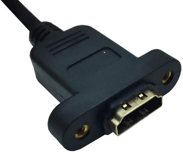 Alt view image 5 of 5 - AOMOPROING Panel Mount HDMI 2.0 Female to Female Extension Cable High Speed Support 4K Resolution for Blu Ray Player, 3D TV, Roku, Xbox360,Black (1FT/0.3M)