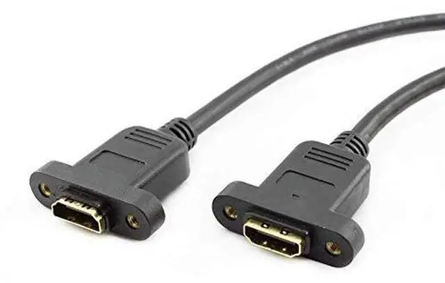 Alt view image 4 of 5 - AOMOPROING Panel Mount HDMI 2.0 Female to Female Extension Cable High Speed Support 4K Resolution for Blu Ray Player, 3D TV, Roku, Xbox360,Black (1FT/0.3M)