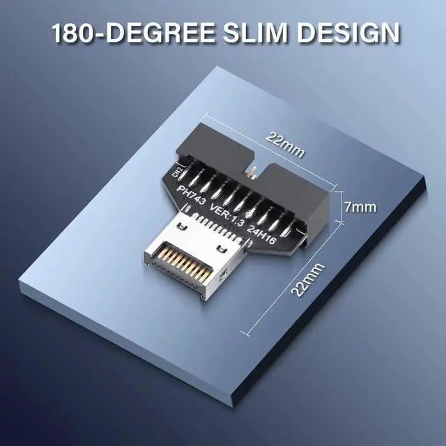 Alt view image 4 of 7 - Aomoproing USB 3.0 Front Panel Header Type E to USB 3.0 19/20Pin Motherboard Header Adapter Type-E Male to 19Pin Male Front Connector Converter