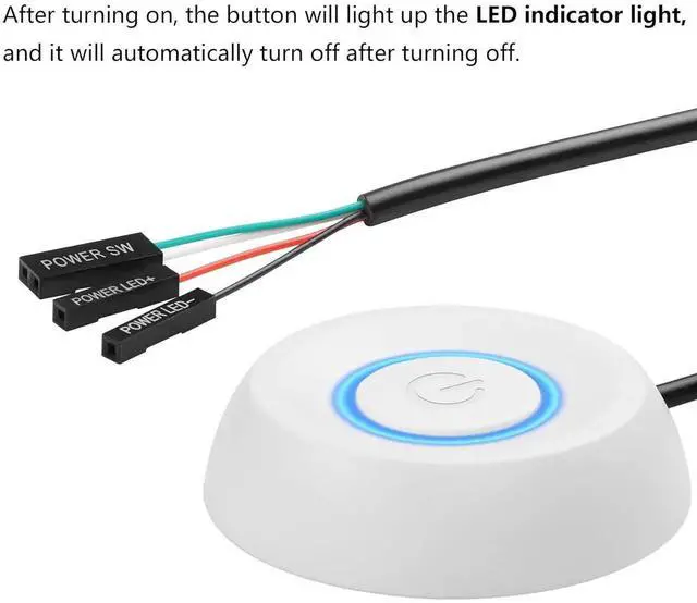 Alt view image 5 of 7 - Aomoproing PC Power Switch - Desktop Computer External Remote Start Motherboard Button Extension Cable with LED Light (White)