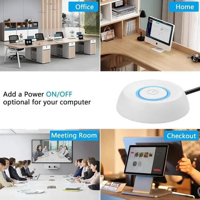 Alt view image 2 of 7 - Aomoproing PC Power Switch - Desktop Computer External Remote Start Motherboard Button Extension Cable with LED Light (White)