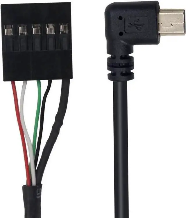 Alt view image 4 of 7 - Aomoproing USB Header to Mini USB Dupont Cable, 90 Degree Left Angle Mini USB Male to 5 Pin Motherboard Female Adapter Dupont Extended Cable (2 Pack) 50CM/1.64FT