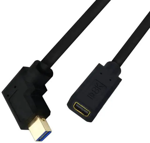 Alt view image 5 of 6 - 12 Inch 32.4Gbps 8K@60Hz Mini DisplayPort Extension Cable, Left Angle Male to Female Mini DP 1.4 Extender Adapter UHD Cable for HDTV Laptop Monitor Projector PS4 PS5, Support 4K@144Hz 2K@165Hz