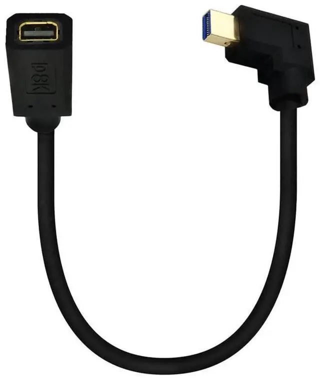 Alt view image 3 of 6 - 12 Inch 32.4Gbps 8K@60Hz Mini DisplayPort Extension Cable, Left Angle Male to Female Mini DP 1.4 Extender Adapter UHD Cable for HDTV Laptop Monitor Projector PS4 PS5, Support 4K@144Hz 2K@165Hz