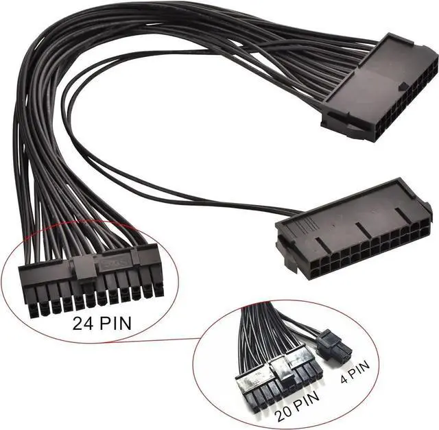 Alt view image 2 of 3 - Aomoproing 24 Pin Main Second Dual PSU ATX Power Supply Motherboard Adapter Cable 32 cm/12.6 In