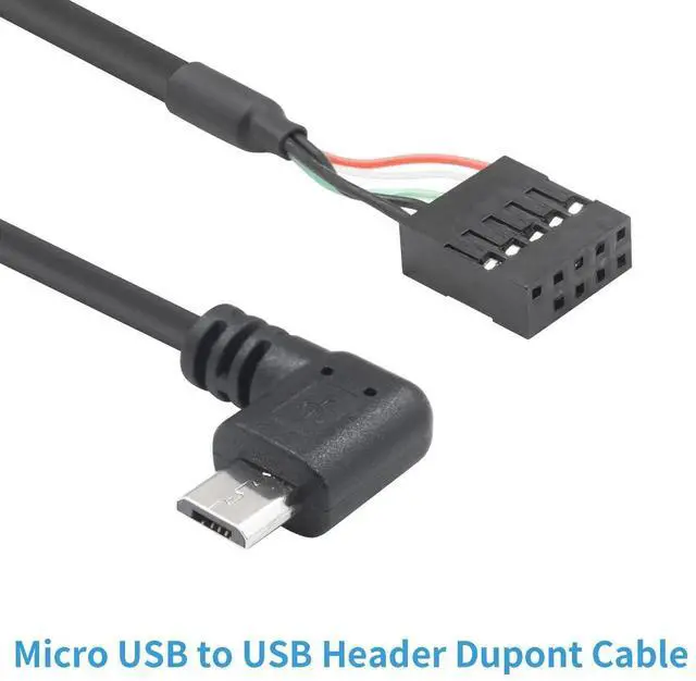 Alt view image 6 of 6 - Aomoproing Micro USB to Motherboard Header Cable 1.65FT/50CM, Left Angled 90 Degree Micro USB Male to 9 Pin Motherboard Female Dupont Extended Cable (2-Pack)