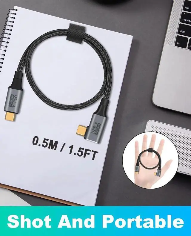 Alt view image 5 of 7 - Aomoproing 1.5ft USB C to USB C Cable, Right Angle 90 Degree Type C Charger Cord, 8K@60Hz 100W PD 40Gbps Data Transfer Braided Type C Charging Cable for Galaxy S23, iPhone 15, MacBook