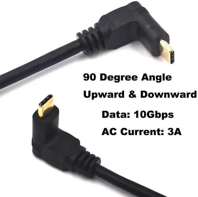 Alt view image 2 of 3 - Aomoproing 3.3ft 3A & 10Gbps USB 3.1Type C Extension Cable, Up & Down Angle USB C Male to Female Extender 4K@60hz AV Monitor Cord, Sync Charging & Data Transferring High Speed Cable, Gold-Plated Plugs