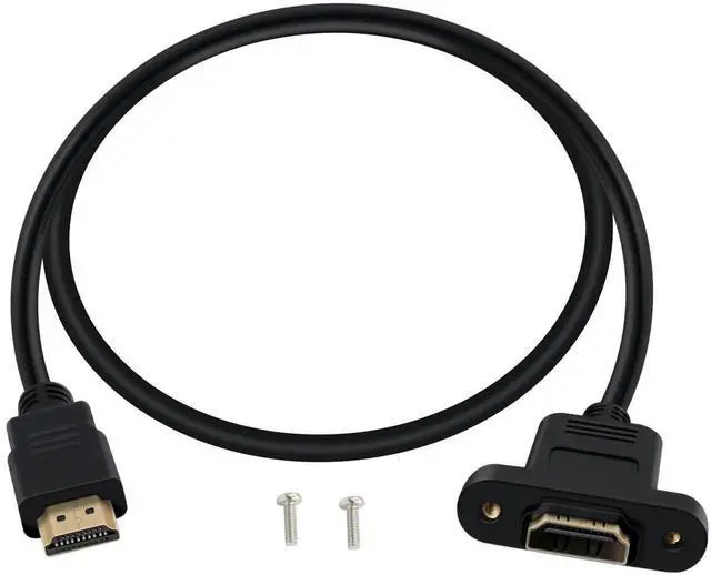 Alt view image 2 of 6 - AOMOPROING HDMI Male Female Extension Cable with Panel 4K HDMI Short Extender with Screw Holes Panel Mounted, Apply to Blu Ray Players, HDTV, Xbox360, TV (1.5 m/4.9FT)