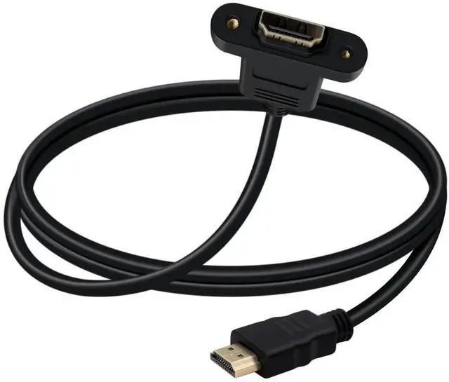 Main image of AOMOPROING HDMI Male Female Extension Cable with Panel 4K HDMI Short Extender with Screw Holes Panel Mounted, Apply to Blu Ray Players, HDTV, Xbox360, TV (1.5 m/4.9FT)