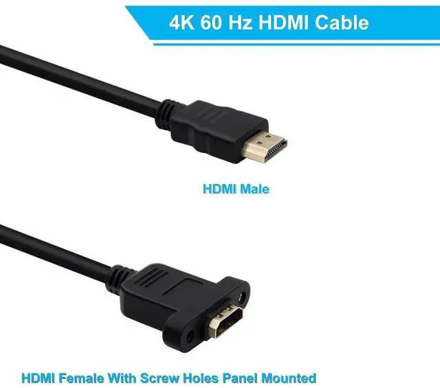 Alt view image 4 of 6 - AOMOPROING HDMI Male Female Extension Cable with Panel 4K HDMI Short Extender with Screw Holes Panel Mounted, Apply to Blu Ray Players, HDTV, Xbox360, TV (1.5 m/4.9FT)