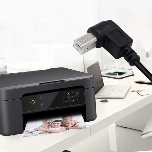 Alt view image 2 of 7 - Aomoproing USB 2.0 Type-B Printer Cable, 2-Pack USB B Female to Left Angle & Right Angle B Male Printer Extension Cable, for Scanner, Mobile HDD and More (L-R)