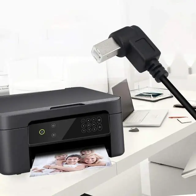 Alt view image 3 of 7 - Aomoproing USB 2.0 Type-B Printer Cable, (2-Pack) USB 2.0 B Female to Left Angle B Male Printer Short Extension Cable,for Printer, Scanner, Mobile HDD and More (Left 2)