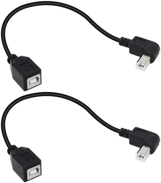 Main image of Aomoproing USB 2.0 Type-B Printer Cable, (2-Pack) USB 2.0 B Female to Left Angle B Male Printer Short Extension Cable,for Printer, Scanner, Mobile HDD and More (Left 2)