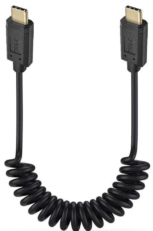 Main image of Aomoproing 6 Feet 3A & 10Gbps USB 3.1 Type C Coiled Cable, Straight Male to Straight Male USB C Sync Charging & Data Transferring High Speed Spring Spiral Cord, 4K@60hz AV Monitor Cable